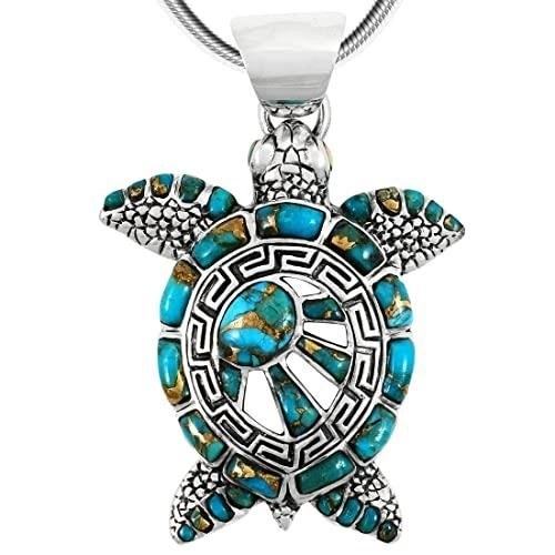The turquoise sea turtle necklace is a beautiful piece of jewelry that represents the elegance and grace of sea creatures, capturing the essence of the ocean in its design.