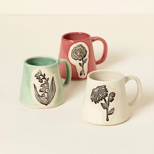 Birth Month Flower Handmade Mugs A