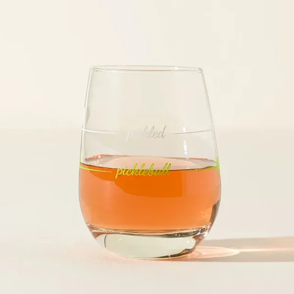 Pickled Pickleballer Wine Glass