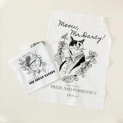 Classic Literature Cat Tea Towel