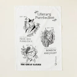 Classic Literature Cat Tea Towel Lit