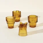 Amber Cat Stacking Glass Set 3