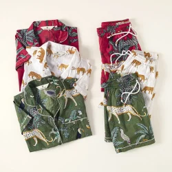 Jungle Print Pajama Short Sets