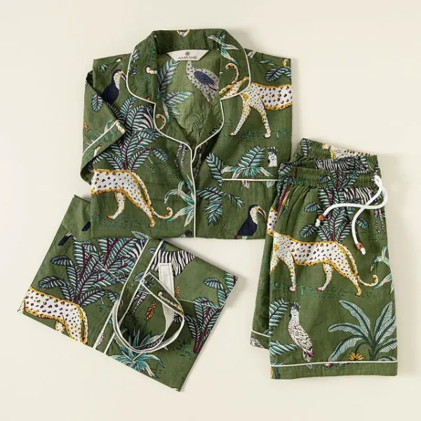 Jungle Print Pajama Short Sets G