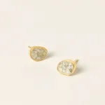 Sliced Raw Diamond Stud Earrings