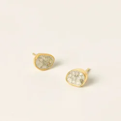 Sliced Raw Diamond Stud Earrings