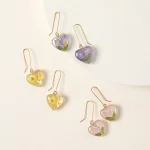 Birth Month Flower Heart Earrings