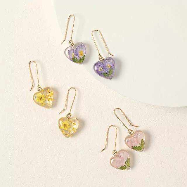 Birth Month Flower Heart Earrings