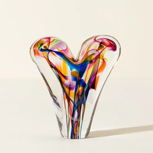 Rainbow Glass Heart Sculpture