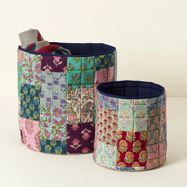 Re-purposed Sari Quilted Baskets