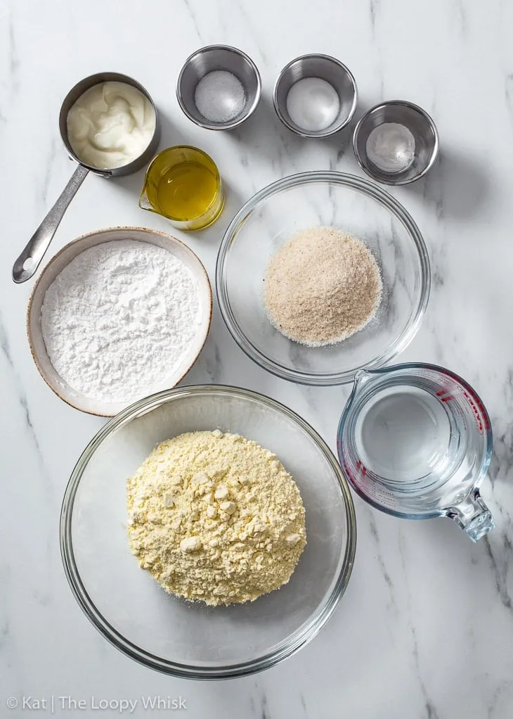 Ingredients for gluten free naan bread.