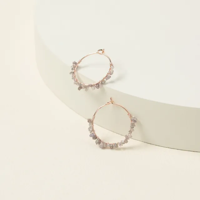 Pink Rough Diamond Hoop Earrings