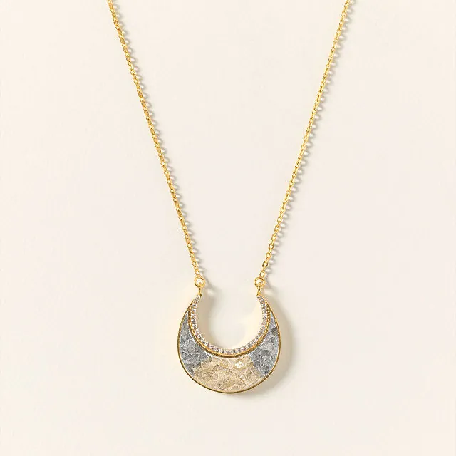 Sliced Raw Diamond Crescent Necklace