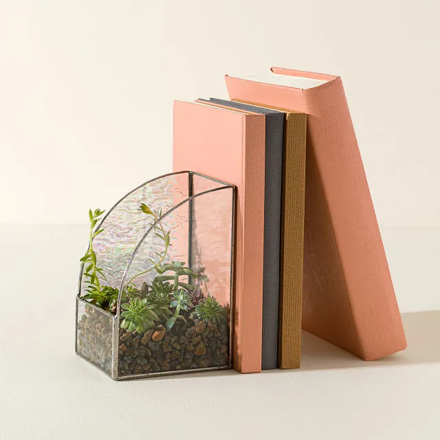 Stained Glass Terrarium Bookend