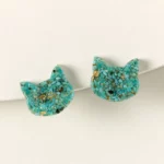 Turquoise Cat Studs 1