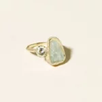 14k Gold Aqua Moon & Stars Ring 1