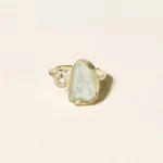 14k Gold Aqua Moon & Stars Ring