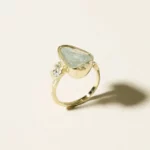 14k Gold Aqua Moon & Stars Ring 2