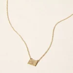 14k Gold & Diamond Postcard Charm Necklace 1