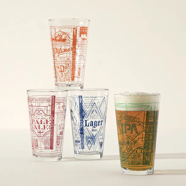 Beer History Pint Glasses