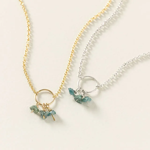 Delicate Raw Blue Diamond Necklace