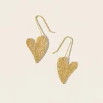 Mini Gold Dipped Lace Heart Earrings 2