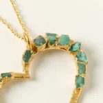 Raw Emerald Heart Necklace 2