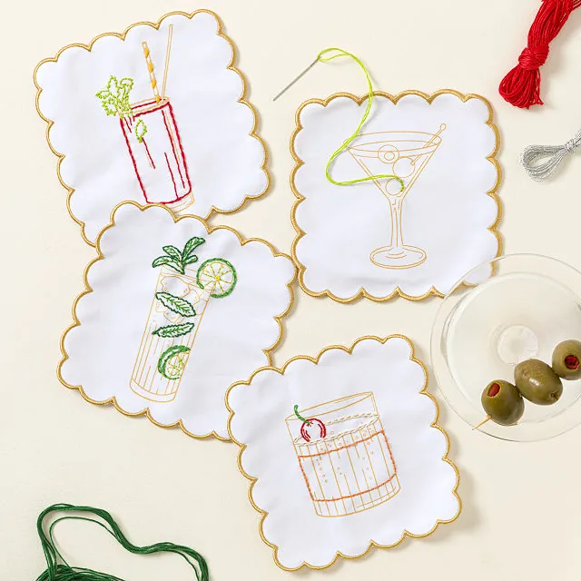 Stitch Your Own Cocktail Napkin - Set Of 6