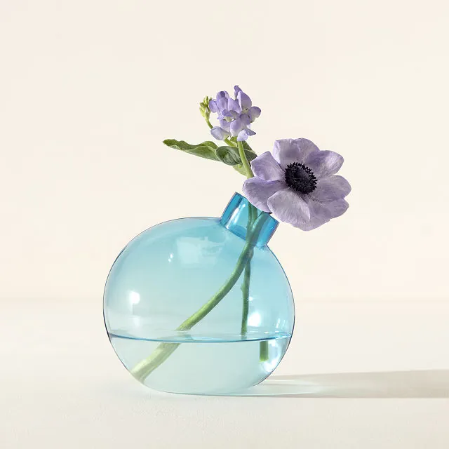 Tilted Blown Glass Bud Vase