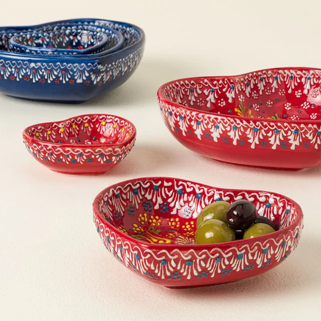 Turkish Lace Nesting Heart Bowls - Set Of 3