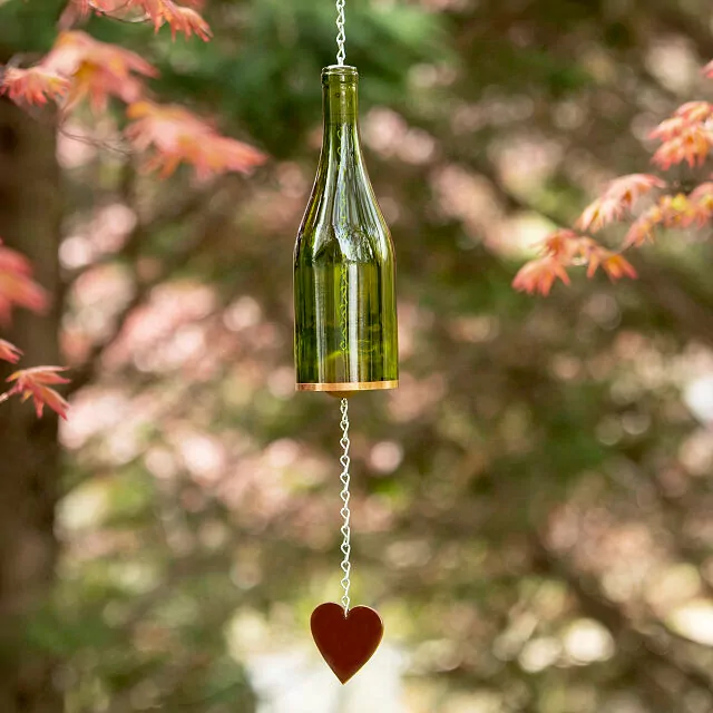 Upcycled Wine Bottle Heart Chime