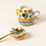 Majolica Rooster Creamer & Sugar Jar 3