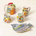 Majolica Rooster Creamer & Sugar Jar 5