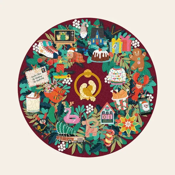 24 Hidden Holiday Traditions Round Jigsaw Puzzle 1