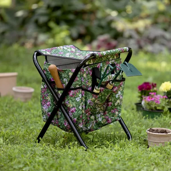 Blooming Floral Gardener's Tool Seat