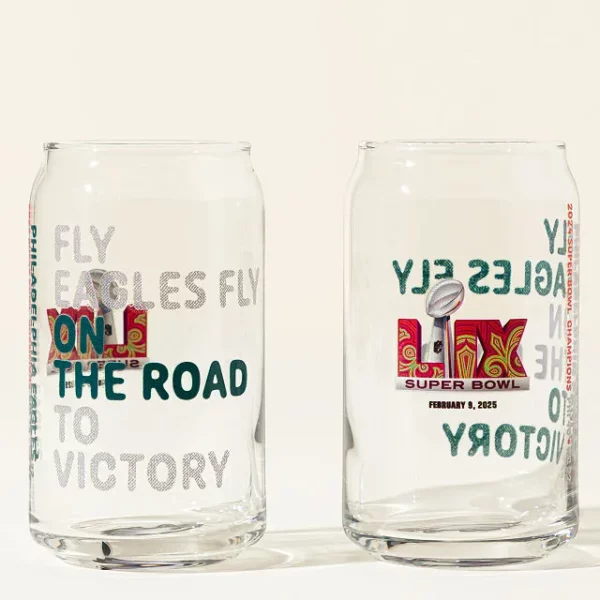 Eagles Super Bowl Lix Champions Can Glass Set 1