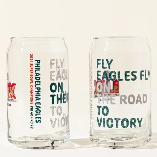 Eagles Super Bowl Lix Champions Can Glass Set 2