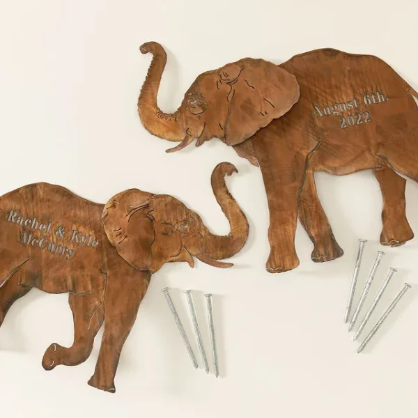 Elephants Intertwined Garden Sculpture Set 2