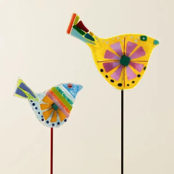 Handmade Glass Garden Stakes - Bird 1