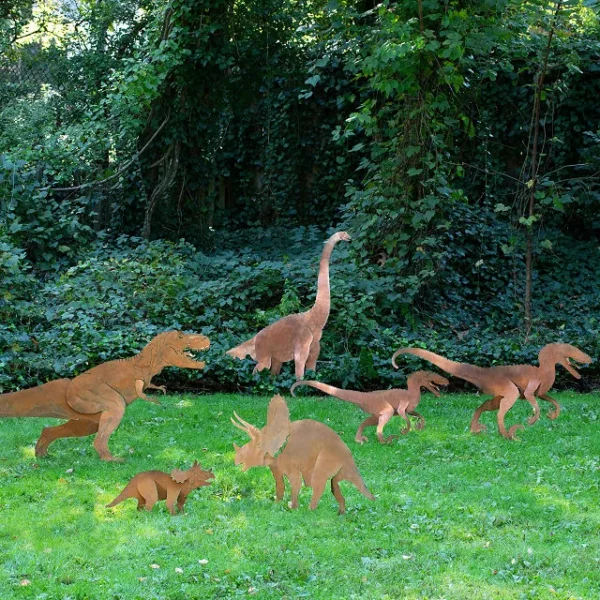 Triceratops Garden Sculpture - Set Of 2 3