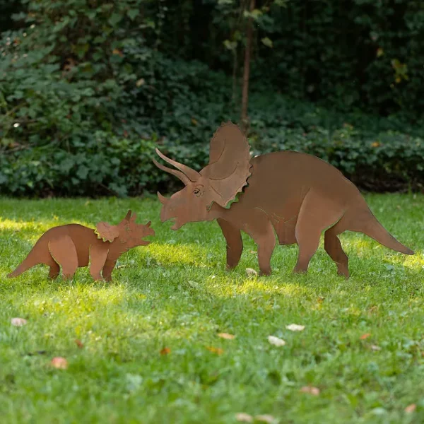Triceratops Garden Sculpture - Set Of 2