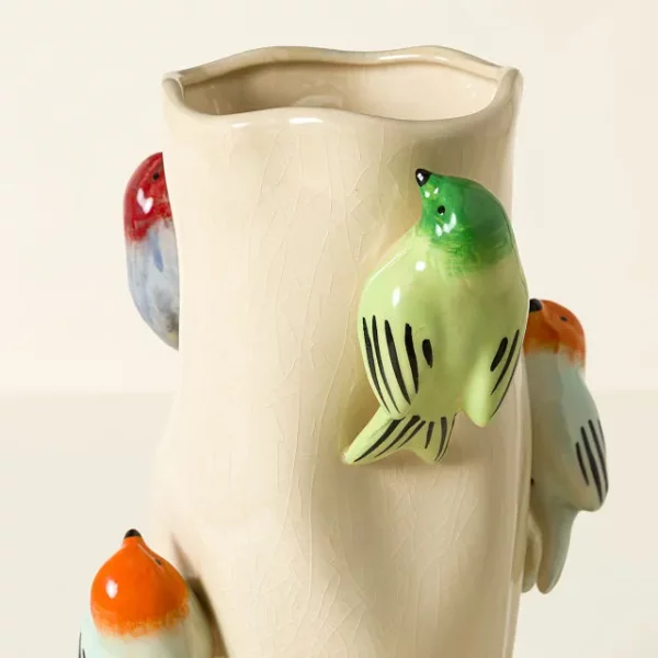 Birds On Log Vase 1