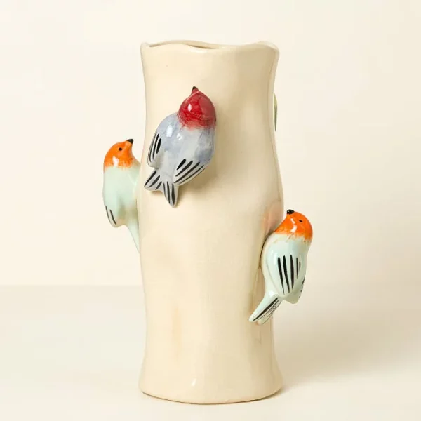 Birds On Log Vase 2