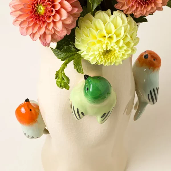Birds On Log Vase 3