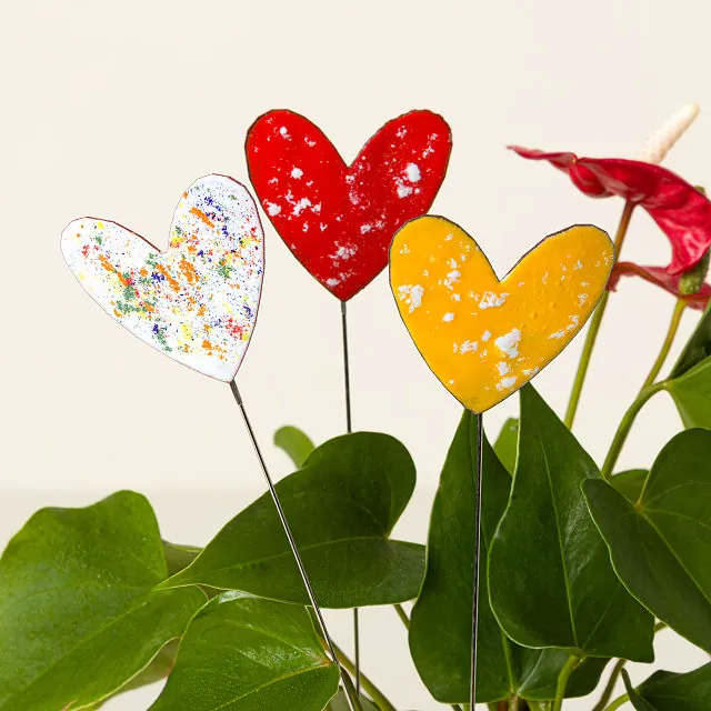 Robert Kline Art Handmade Gift Ideas 11 Enamel Copper Hearts Garden Stakes