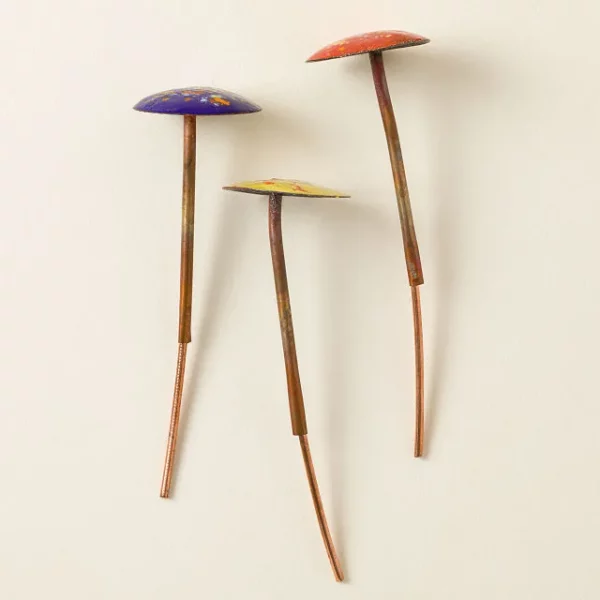 Enamel Copper Mushroom Garden Stakes 2