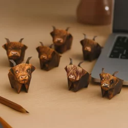 Mini Highland Cows Paper Desk Herd
