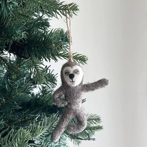 Poseable Sloth Felt Ornament 3