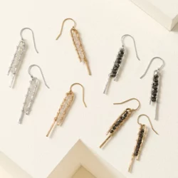 Rough Diamond Bar Earrings