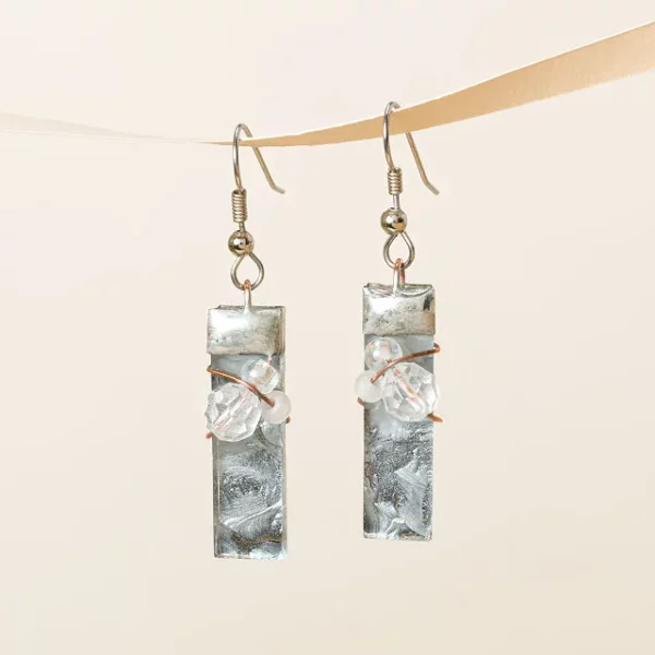 Winter Frost Stained Glass Earrings 2